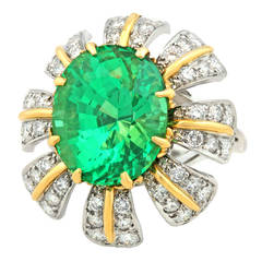 Tiffany & Co. Schlumberger Tsavorite Diamond Platinum Ring