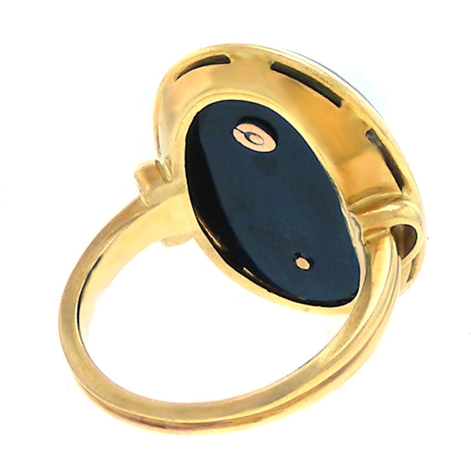Ponti Gennari Armorial Chalcedony Gold Ring 4
