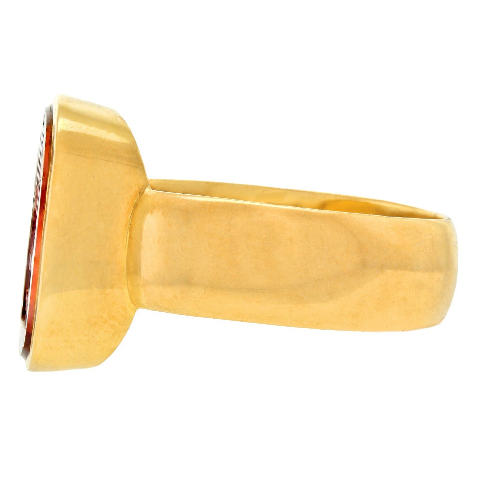 Women's or Men's Intaglio Citrine Gold Ring