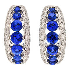 Spark Creations Sapphire Diamond Gold Earrings