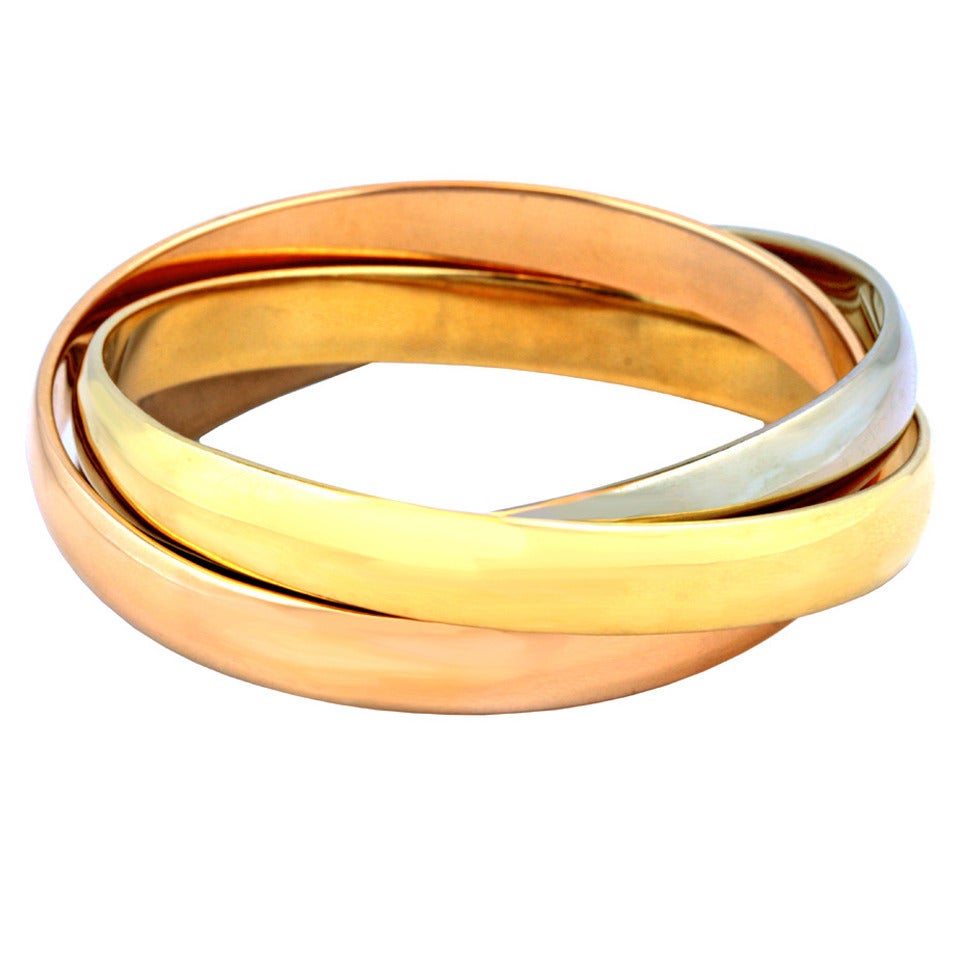 Cartier Extra Wide Trinity Gold Bangle Bracelet