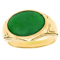 Antique Natural Jade Gold Ring