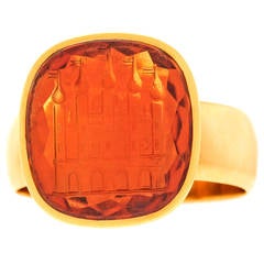 Intaglio Citrine Gold Ring