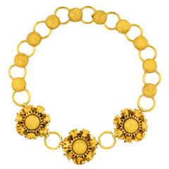 Vintage Gold Sunflower Motif Necklace