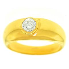 Art Deco Gypsy-Set Diamond Gold Stacking Ring