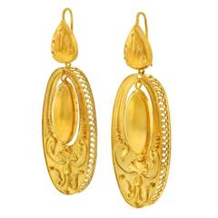 Antique Art Nouveau Gold Dangle Earrings