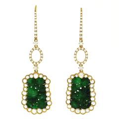 Aesthetic Revival Jade Diamond Gold Earrings