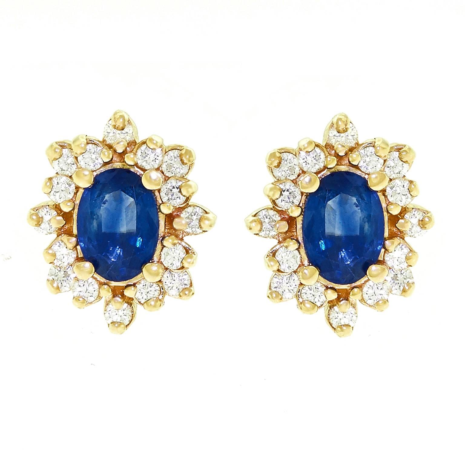 Sapphire Diamond and Gold Earrings