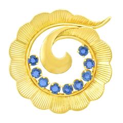 1950s Tiffany & Co. Sapphire Gold Brooch