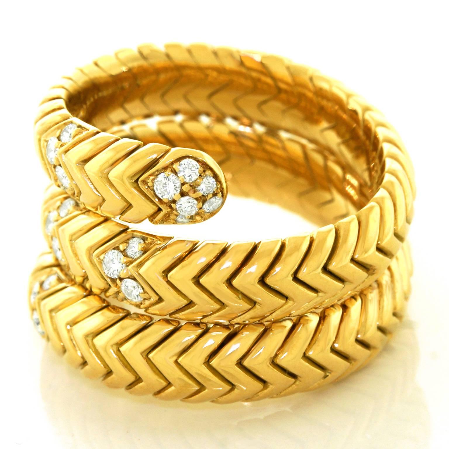 Bulgari Spiga Diamant Gold Schlange Ring im Zustand „Hervorragend“ in Litchfield, CT