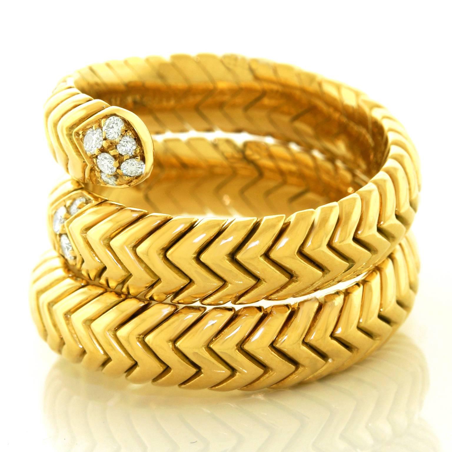 Bulgari Spiga Diamant Gold Schlange Ring 3