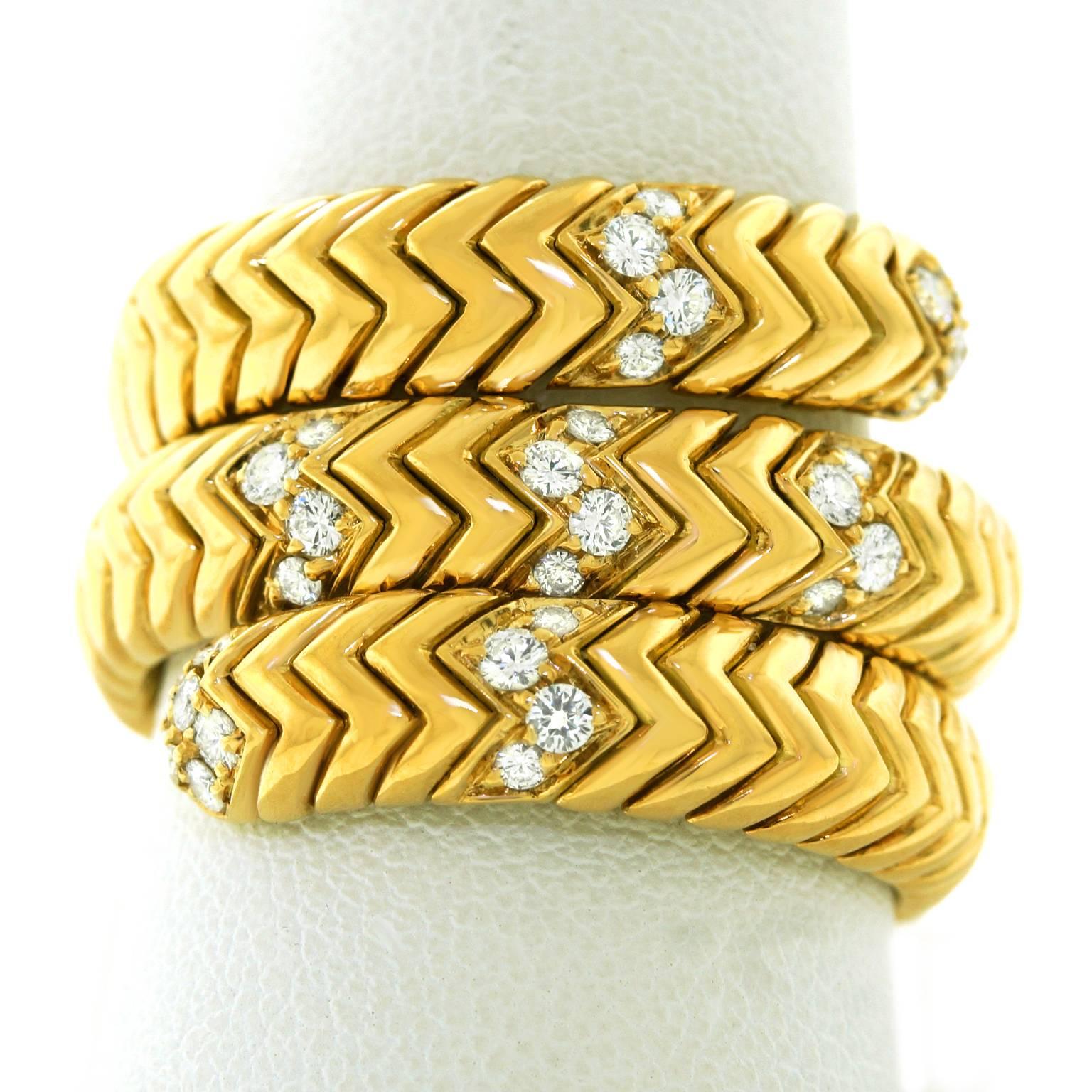 Bulgari Spiga Diamant Gold Schlange Ring 4