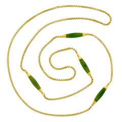 1970s Jade Gold Chain Necklace