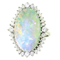 Superb Opal and Diamond White Gold Ring