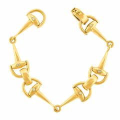 Diamond-Set Gold Horse Bit Bracelet