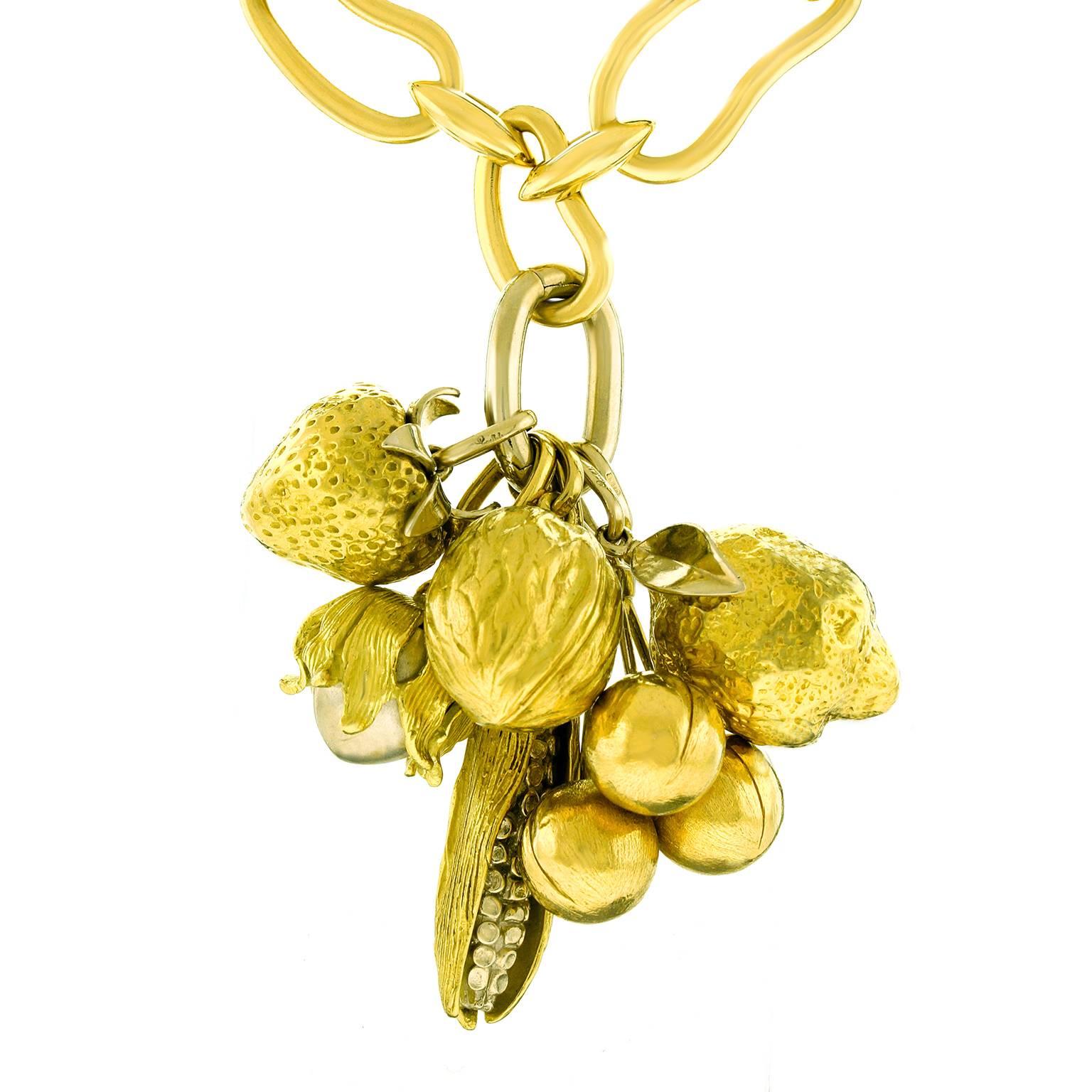 Pomellato Botanical Motif Gold Charms Pendants