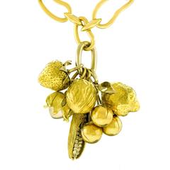 Vintage Pomellato Botanical Motif Gold Charms Pendants