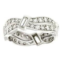 1960s Unusual Diamond-Set Platinum Band Ring