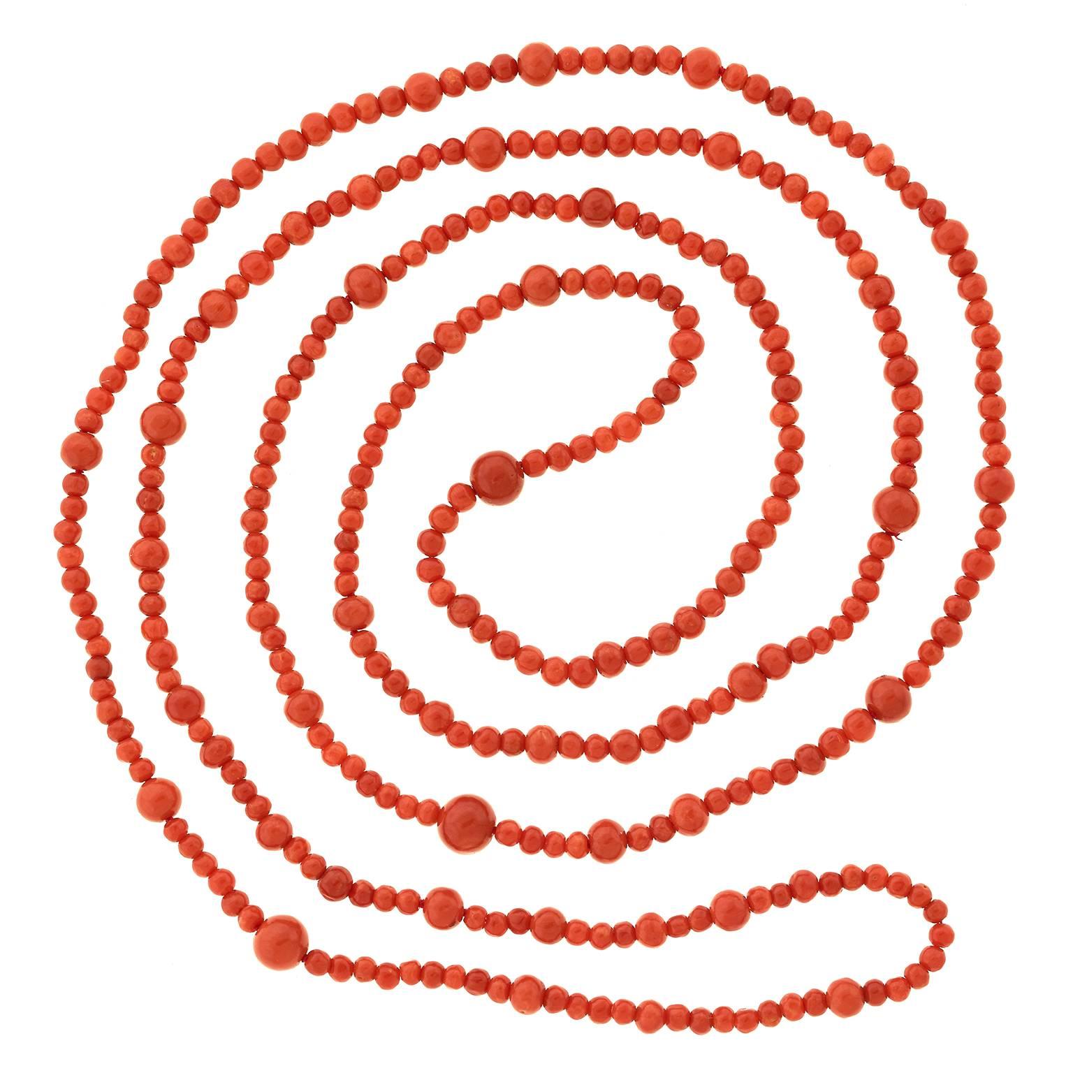 53-inch Modernist Italian Coral Necklace