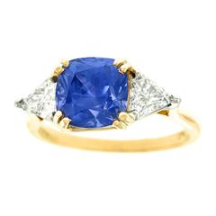 Vintage Dorfman 3.40ct Burma No-Heat Sapphire & Diamond Ring GIA