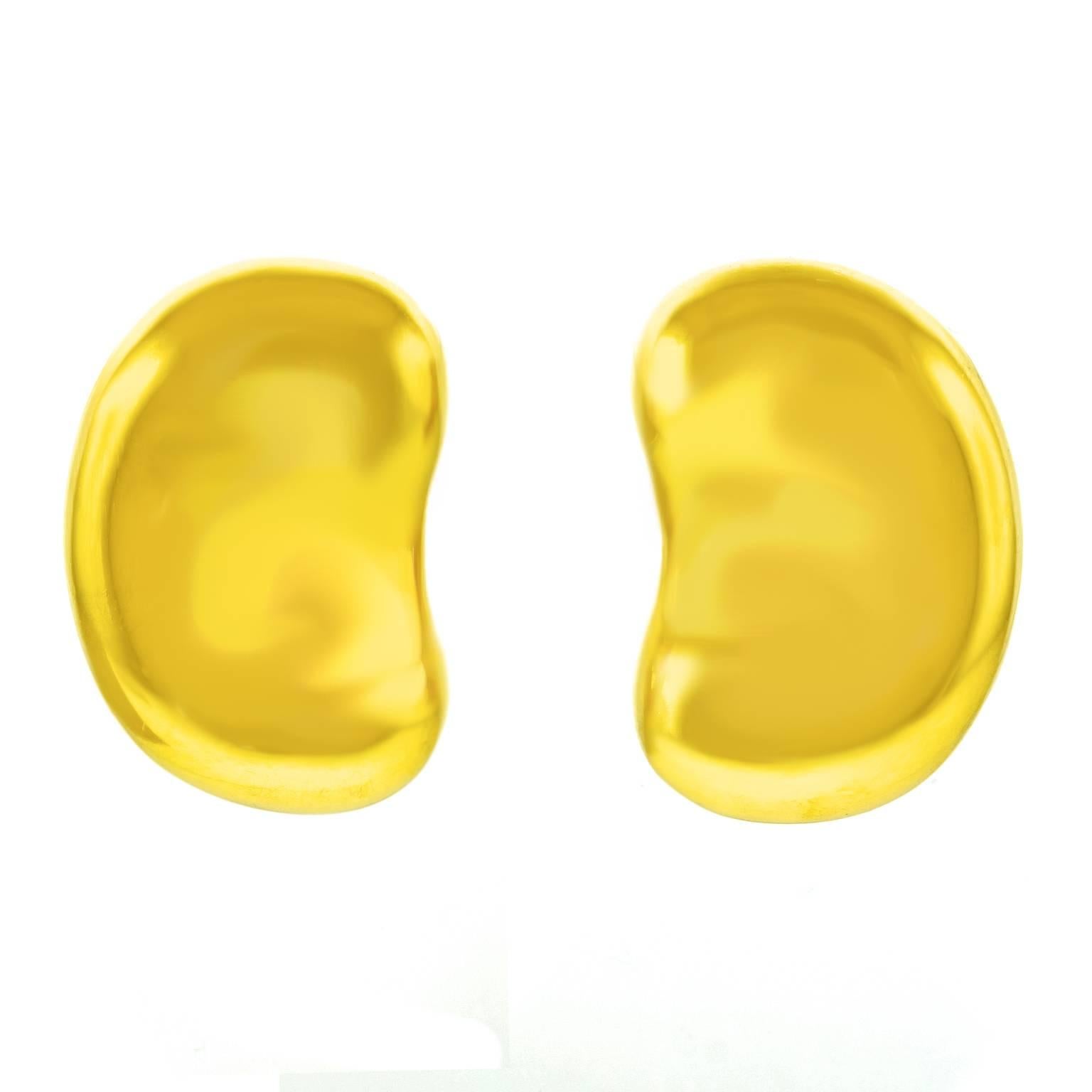 1980s Tiffany 
Co. Elsa Peretti Gold Bean Earrings