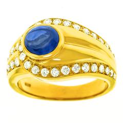 1970s Chic Sapphire Diamond Gold Ring