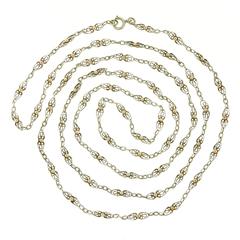 56-inch-long Antique French Filigree Sterling Chain