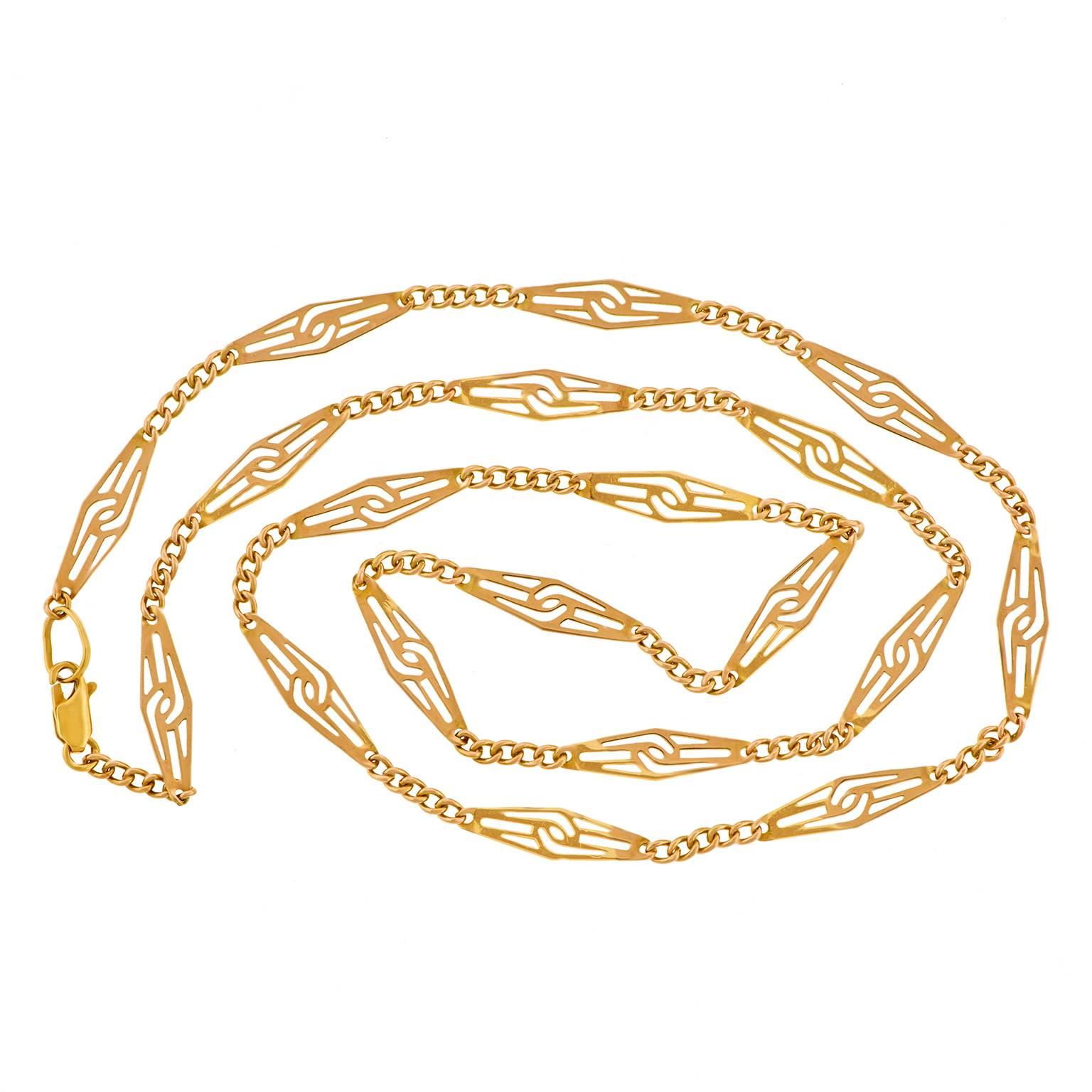 1960s Mod Gold Filigree Necklace