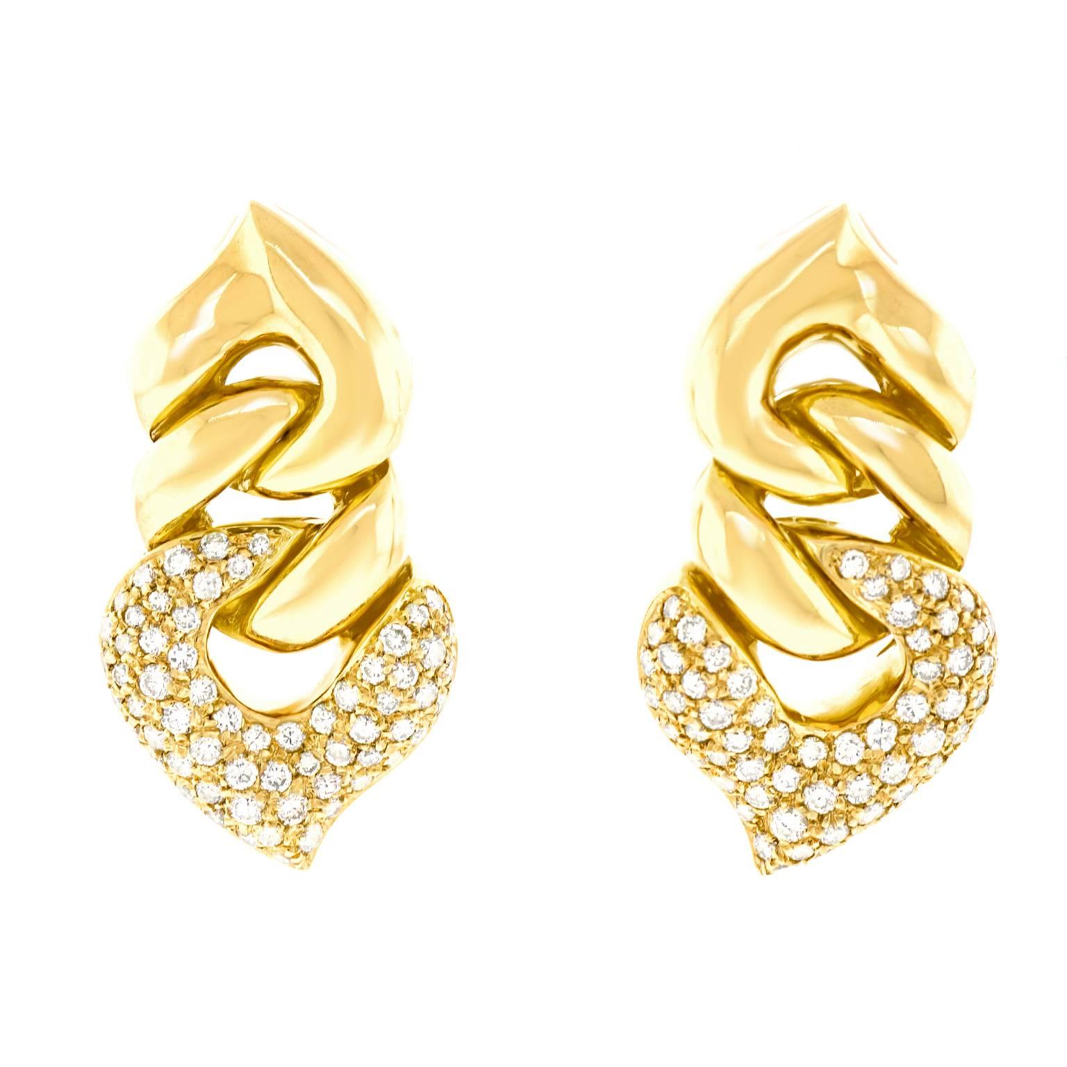 Bulgari “Doppio Cuore” Diamond and Gold Earrings