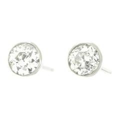 1.30 Carat Bezel-Set Diamond Platinum Stud Earrings