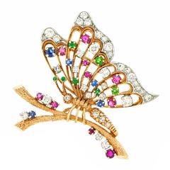 Gem-Set Gold Butterfly Brooch