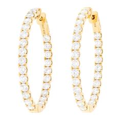 Diamond Set Yellow Gold Hoop Earrings