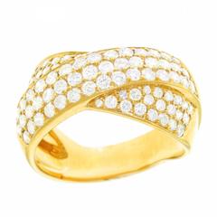 Sixties Diamond Crossover Gold Ring