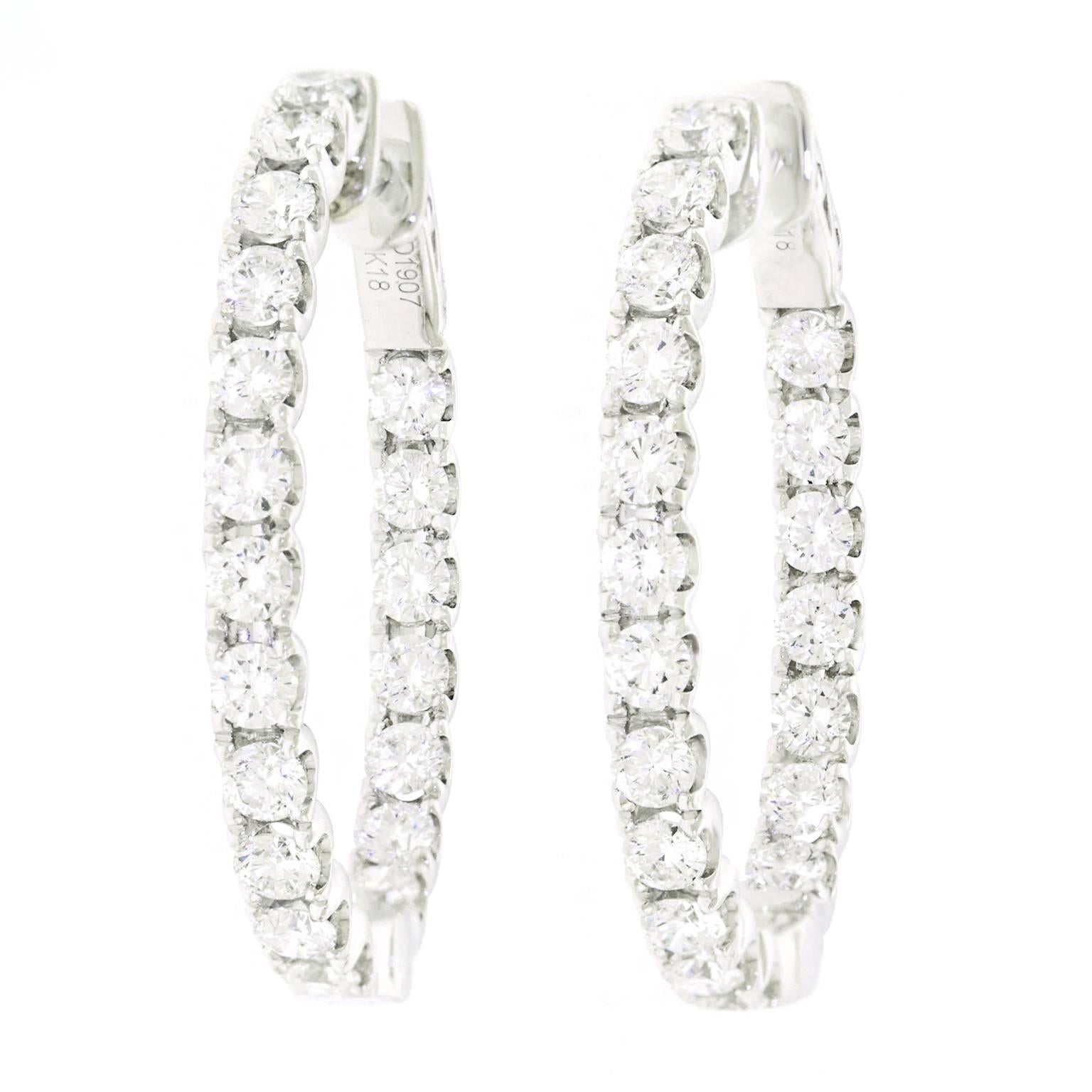 Diamond-Set White Gold Hoops