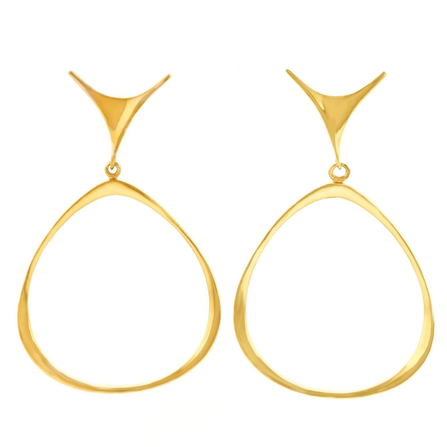 Fabulous Modernist Gold Hoop Earrings by Ed Wiener
