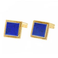 Tiffany and Co. Lapis Set Gold Cufflinks