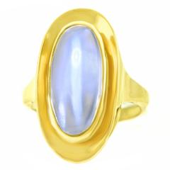 Fifties Modernist Moonstone and Gold Ring