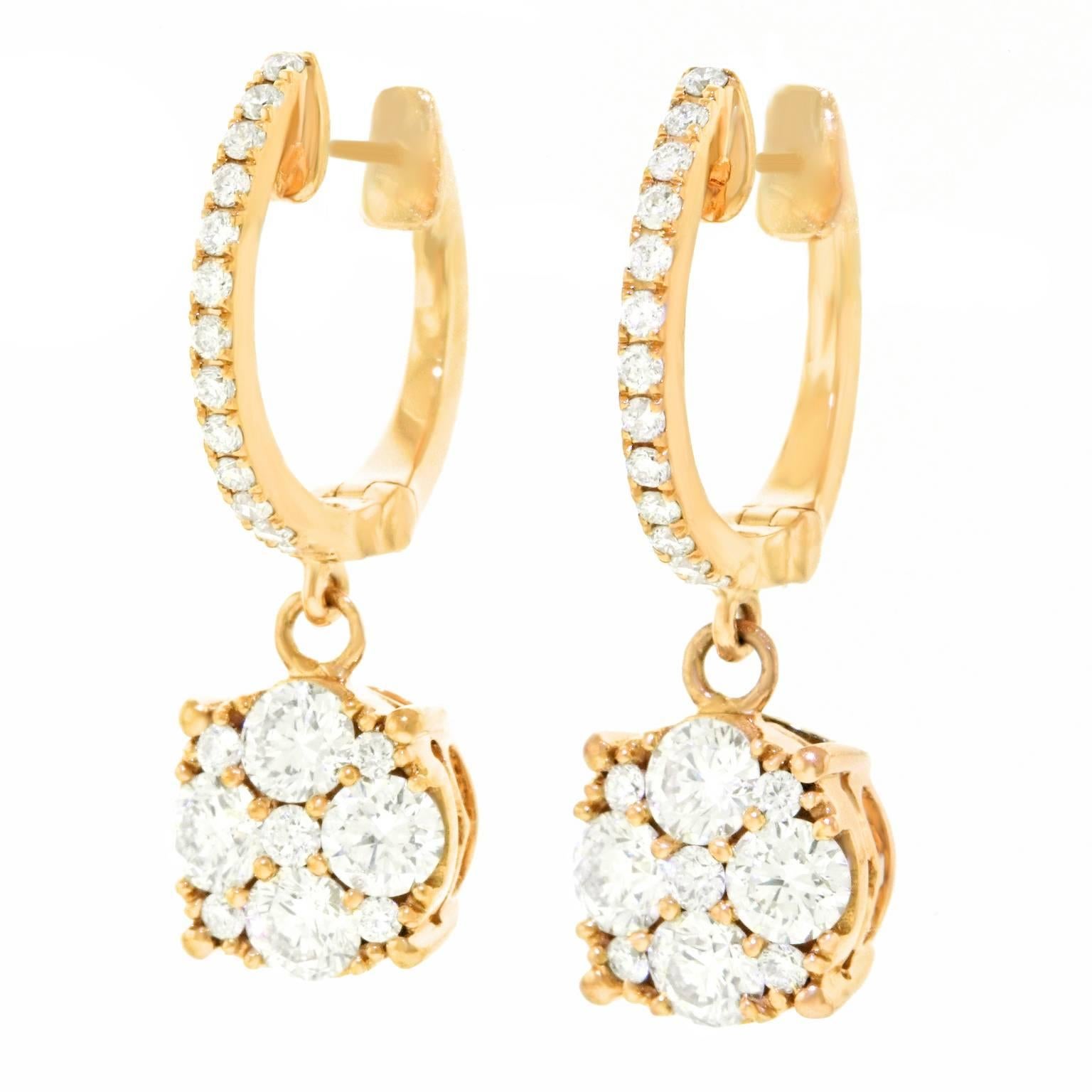 Diamond Rose Gold Drop Earrings