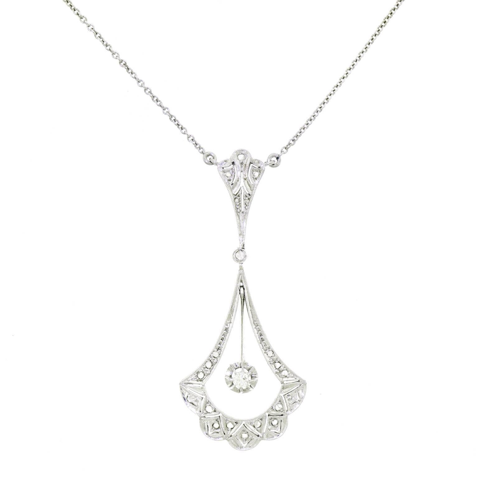 French Art Deco Diamond and Gold Necklace
