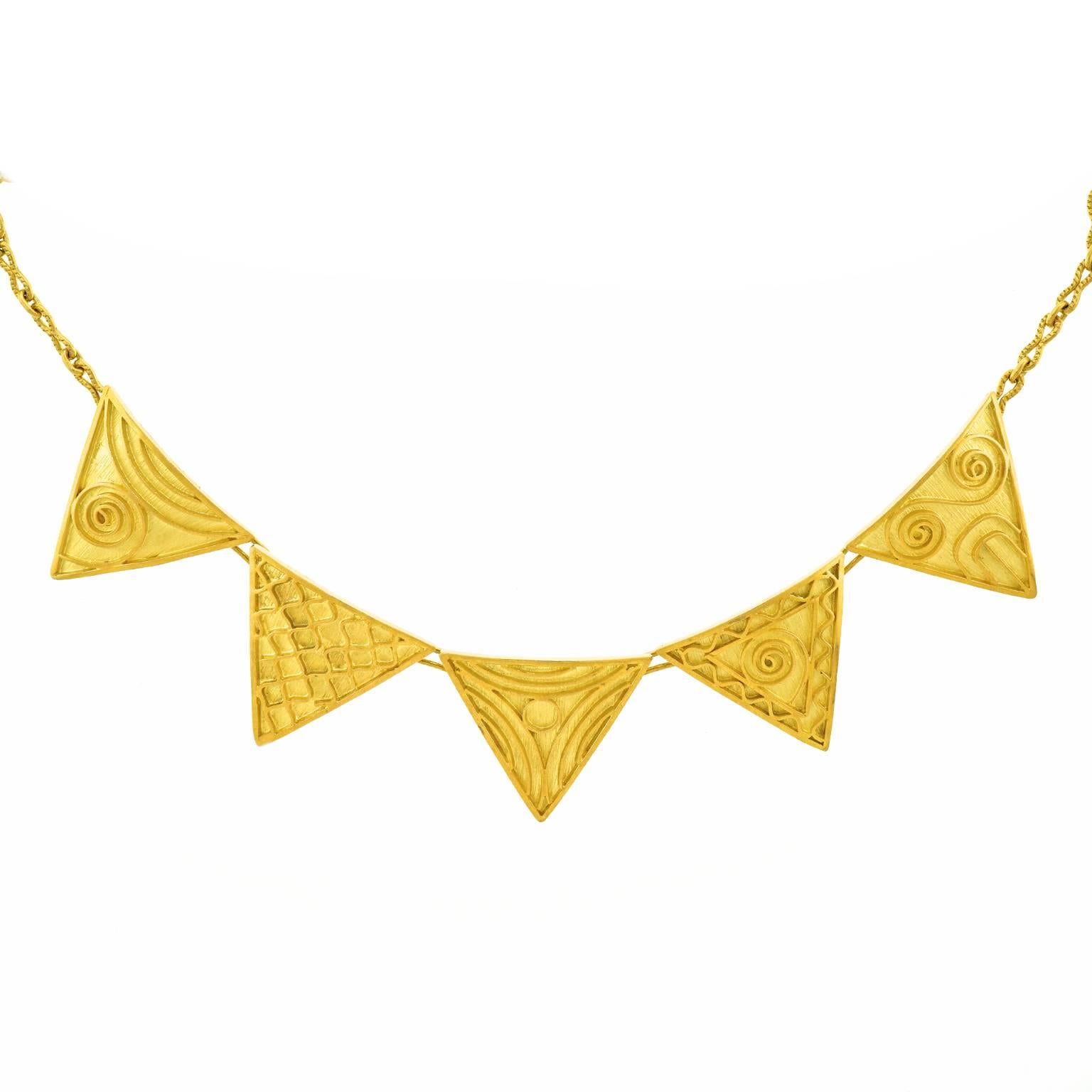 1970s French Organo-Chic Gold Necklace