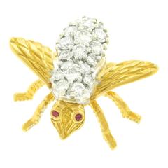 Herbert Rosenthal Diamond Gold Bee Brooch