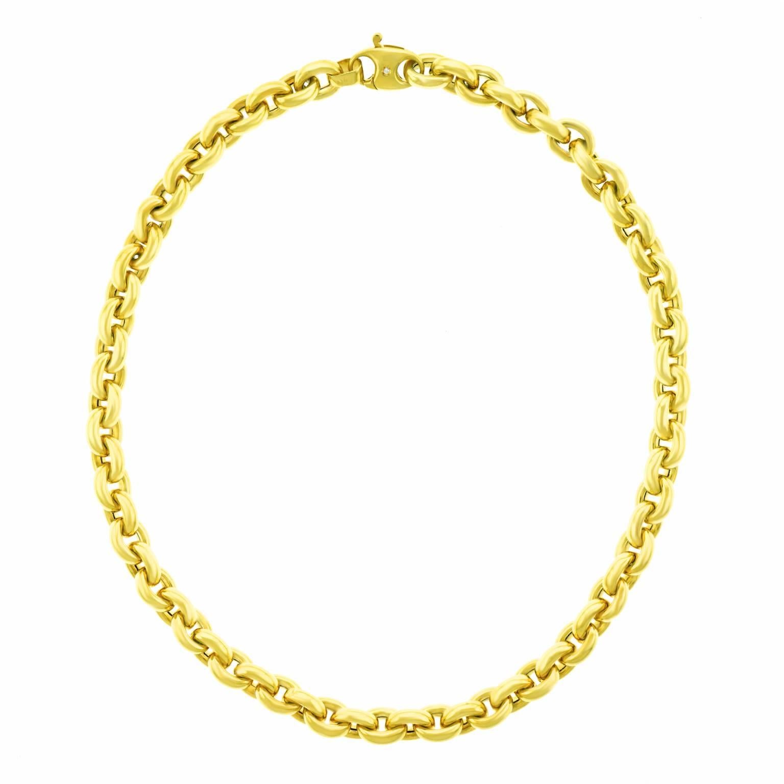 Italian Yellow Gold Rollo Link Necklace
