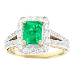 Emerald and Diamond Set Gold Ring