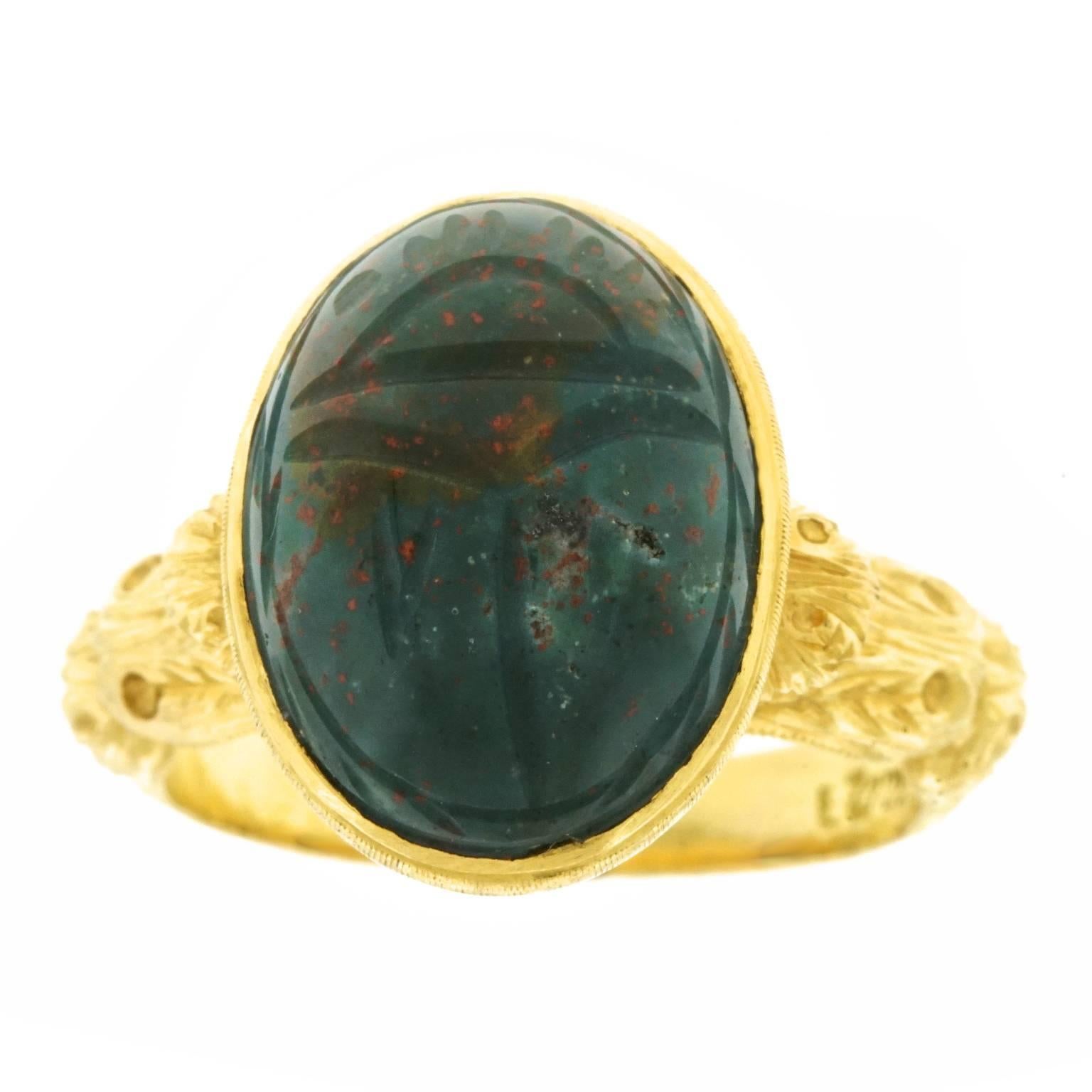 Antique Bloodstone Gold Scarab Ring 3