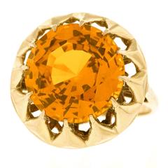 Vintage French 1950s Citrine Set Gold Ring