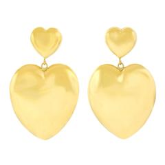 Fabulous 1980s Gold Heart Earrings