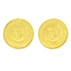 Neoclassical Medusa Head Gold Earrings 1