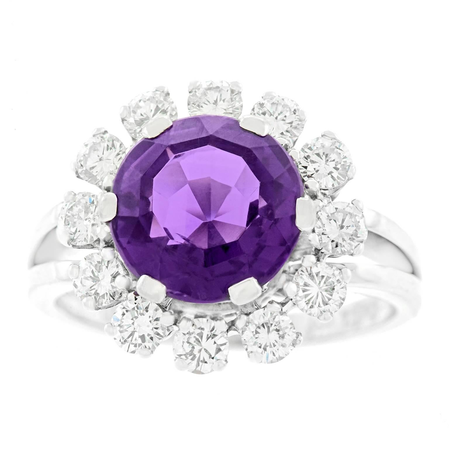 Emil Meister Amethyst Diamond-Set Gold Ring