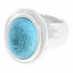 Retro 16 Carat Aquamarine and Diamond Modernist Ring