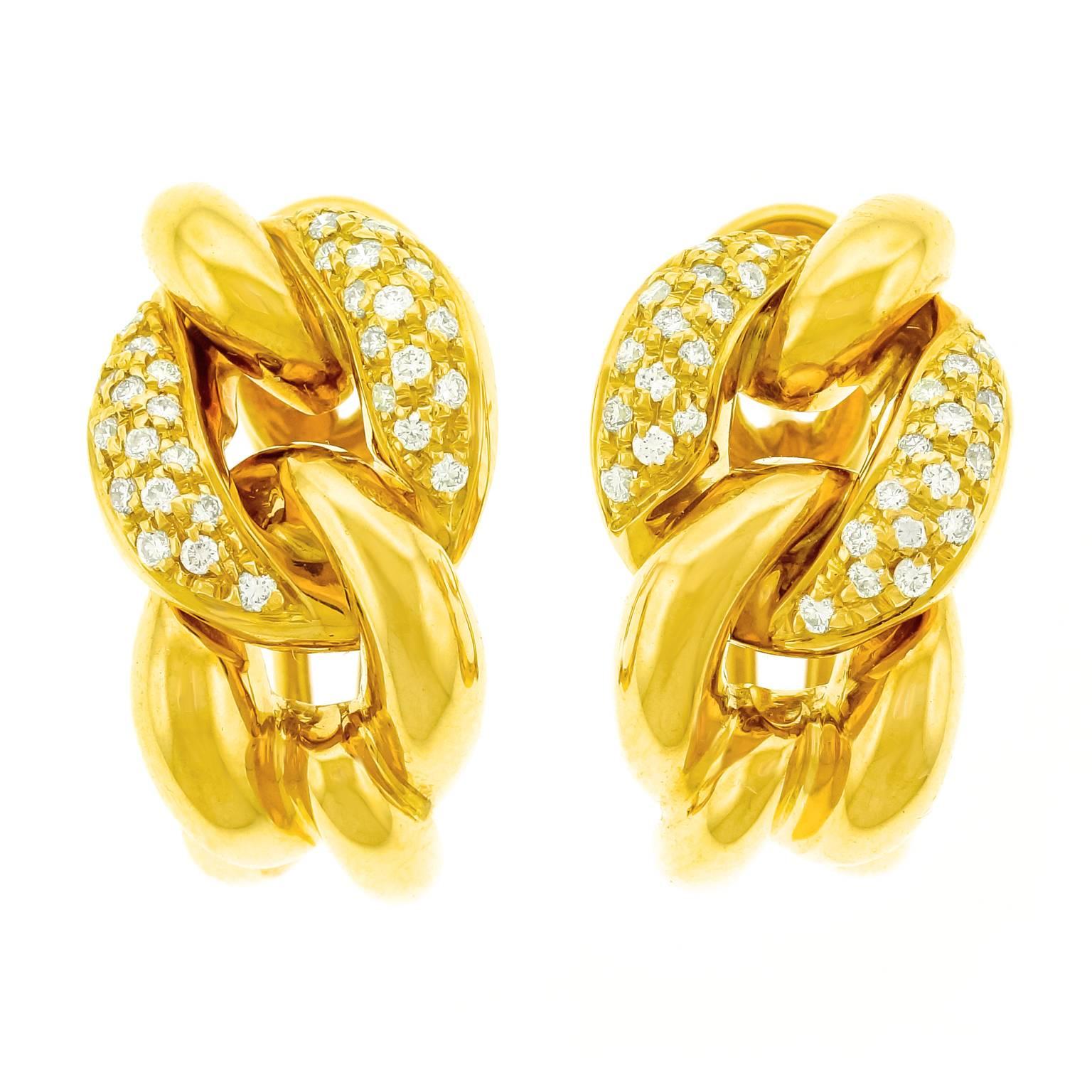 Bucherer Diamond Set Gold Earrings